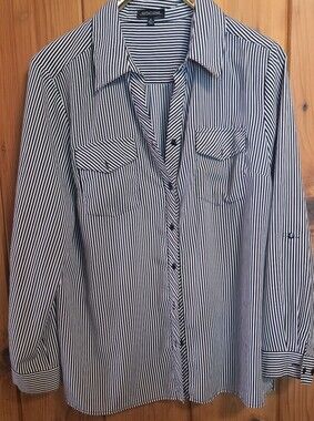 Notations Black and White Striped Top